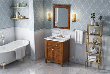 Chatham 30'' Chocolate Vanity, Calacatta Vienna Quartz Vanity Top, undermount rectangle bowl VKITCHA30CHCQR