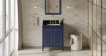 Percival 30'' Hale Blue Vanity, Black Granite Vanity Top, undermount rectangle bowl VKITPER30BLBGR