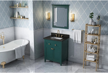 Chatham 30'' Forest Green Vanity, Black Granite Vanity Top, undermount rectangle bowl VKITCHA30GNBGR
