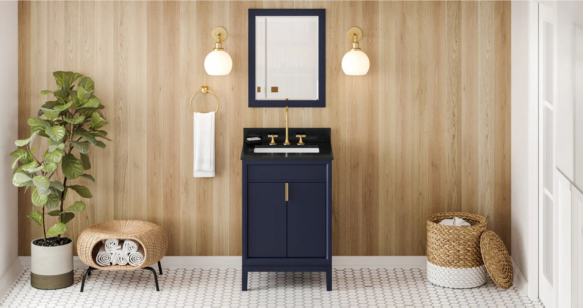 Theodora 24'' Hale Blue Vanity, Black Granite Vanity Top, undermount rectangle bowl VKITTHE24BLBGR