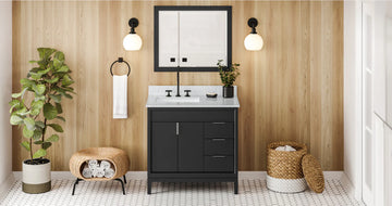 Theodora 36'' Black Vanity, left offset VN2THE-36-BK-NT