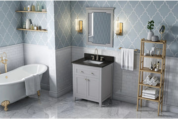 Chatham 30'' Grey Vanity, Black Granite Vanity Top, undermount rectangle bowl VKITCHA30GRBGR