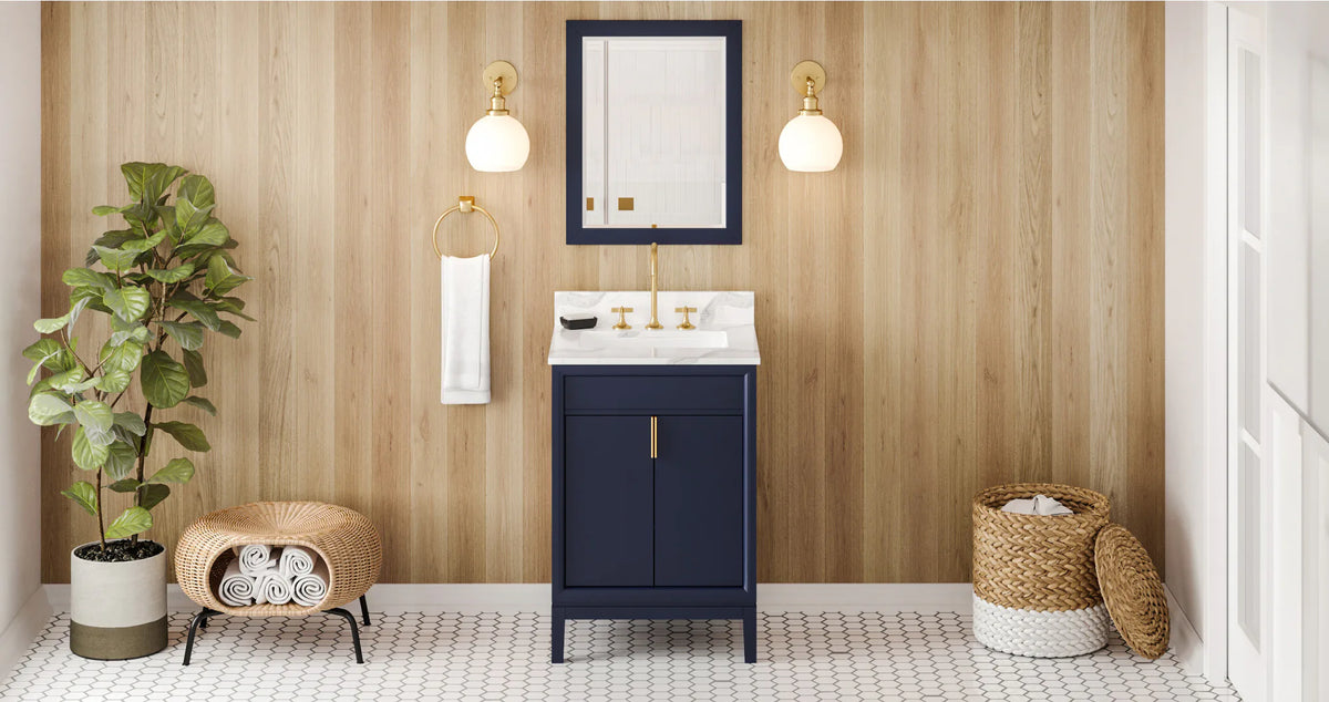 Theodora 24'' Hale Blue Vanity, Calacatta Vienna Quartz Vanity Top, undermount rectangle bowl VKITTHE24BLCQR
