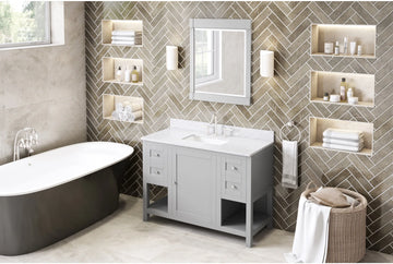 Astoria 48'' Grey Vanity, White Carrara Marble Vanity Top, undermount rectangle bowl VKITAST48GRWCR