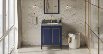Percival 30'' Hale Blue Vanity, Boulder Cultured Marble Vanity Top, undermount rectangle bowl VKITPER30BLBOR