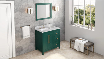 Cade 36'' Forest Green Vanity, left offset VN2CAD-36-GN-NT
