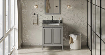 Percival 30'' Grey Vanity, Boulder Cultured Marble Vanity Top, undermount rectangle bowl VKITPER30GRBOR