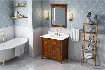 Chatham 36'' Chocolate Vanity, Calacatta Vienna Quartz Vanity Top, undermount rectangle bowl VKITCHA36CHCQR