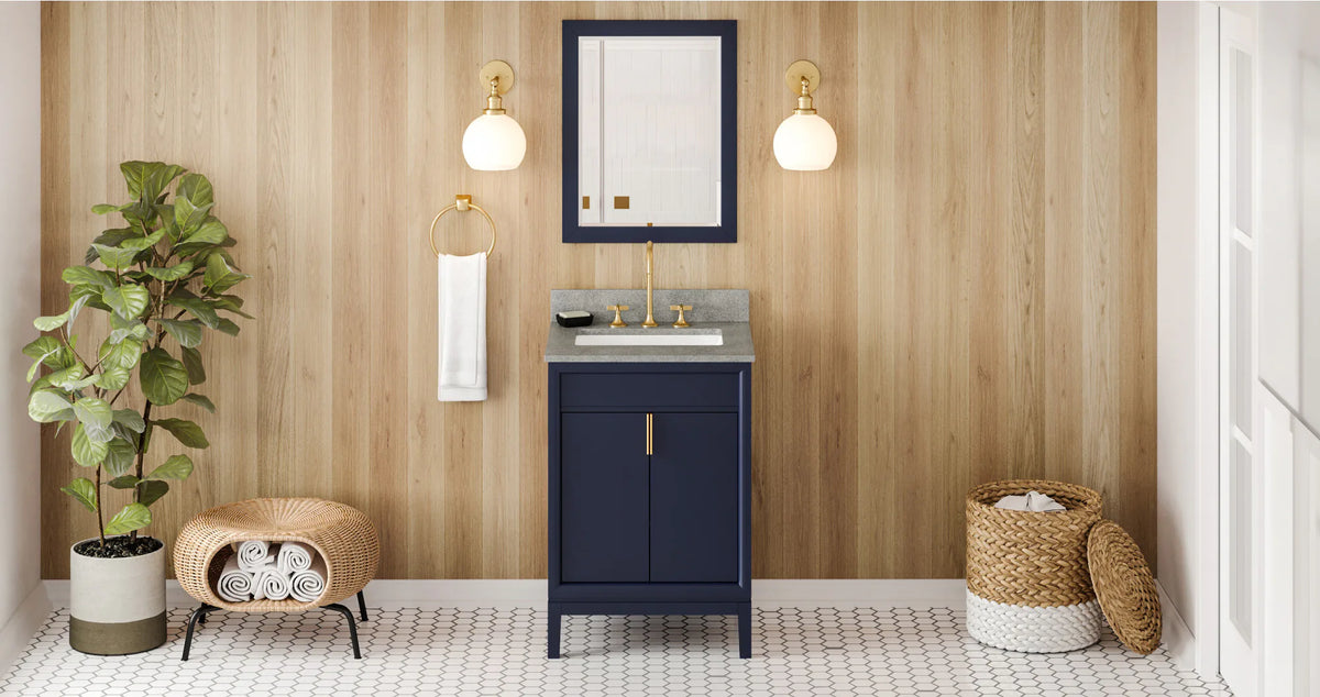 Theodora 24'' Hale Blue Vanity, Steel Grey Cultured Marble Vanity Top, undermount rectangle bowl VKITTHE24BLSGR