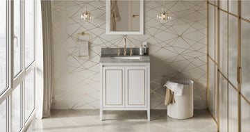 Percival 30'' White Vanity, Steel Grey Cultured Marble Vanity Top, undermount rectangle bowl VKITPER30WHSGR