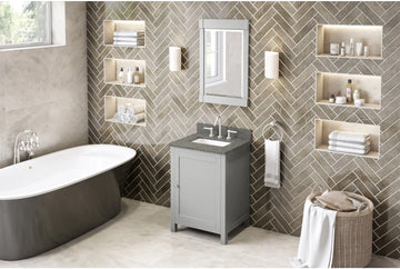 Astoria 24'' Grey Vanity, Boulder Cultured Marble Vanity Top, undermount rectangle bowl VKITAST24GRBOR