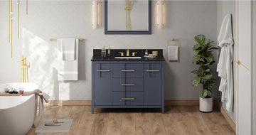 Katara 48'' Blue Steel Vanity, Black Granite Vanity Top, undermount rectangle bowl VKITKAT48BSBGR