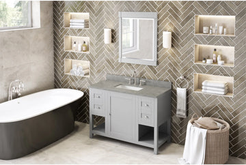 Astoria 48'' Grey Vanity, Steel Grey Cultured Marble Vanity Top, undermount rectangle bowl VKITAST48GRSGR
