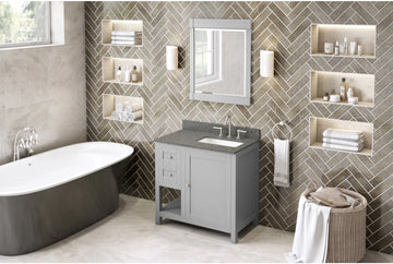 Astoria 36'' Grey Vanity, right offset, undermount rectangle bowl