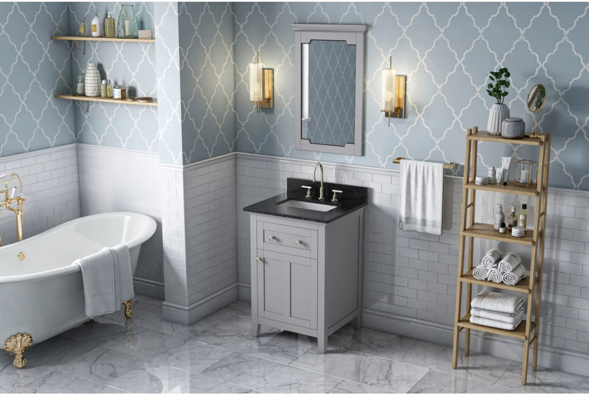 Chatham 24'' Grey Vanity, Black Granite Vanity Top, undermount rectangle bowl VKITCHA24GRBGR