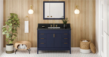Theodora 48'' Hale Blue Vanity, Black Granite Vanity Top, undermount rectangle bowl VKITTHE48BLBGR