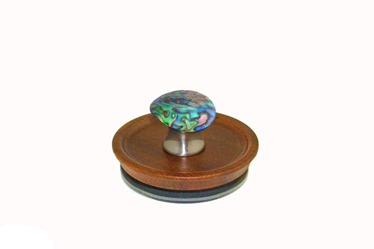 Abalone Shell Knob on Acacia Wooden Lid by Gemstone Hardware ABA.L.15
