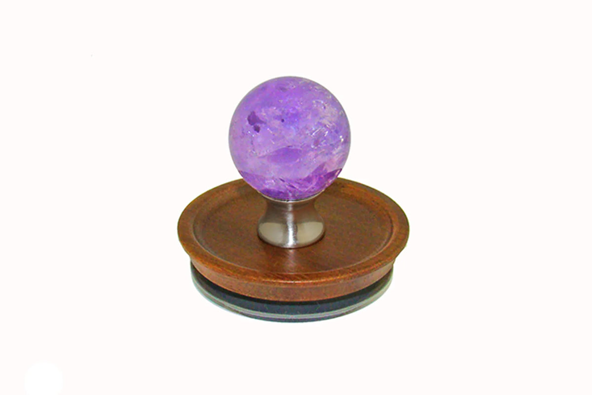 Amethyst Sphere Knob on Acacia Wooden Lid by Gemstone Hardware AMET.L.15