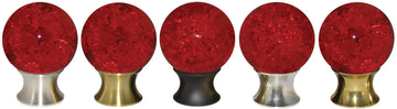 Crimson Red Cracked Glass Cabinet Knob CRDCG