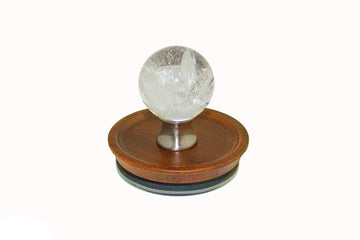 Crystal Quartz Sphere Knob on Acacia Wooden Lid by Gemstone Hardware CRQZ.L.15