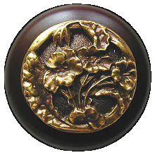 Hibiscus/Dark Walnut Knob Antique Brass Finish