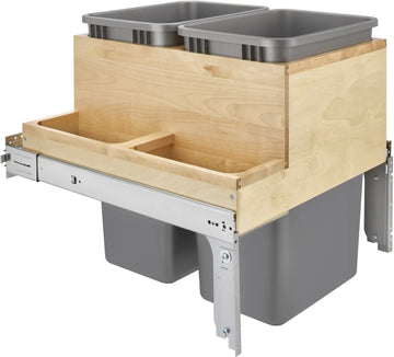 Rev-A-Shelf 21in Double 50 Qrt Top mount Waste Container w/ Side Storage 4WCTM-2450BBSCDM-2