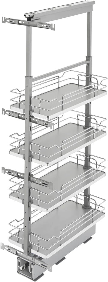 Rev-A-Shelf 10 in Chrome Solid Bottom Pantry Pullout Soft Close 5343-10