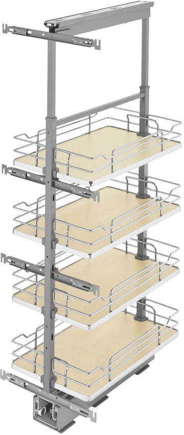 Rev-A-Shelf 13 in Chrome Solid Bottom Pantry Pullout Soft Close 5343-13-MP