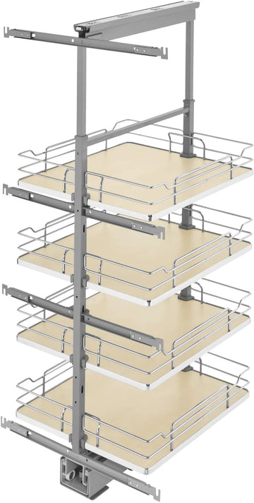 Rev-A-Shelf 19 in Chrome Solid Bottom Pantry Pullout Soft Close 5343-19-MP