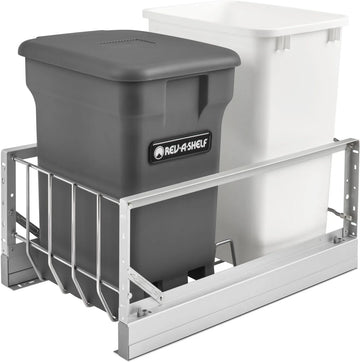 Rev-A-Shelf Aluminum 35 Qrt Waste Container Pull-Out w/Orion Gray Compost bin 5349-18CKOG-2
