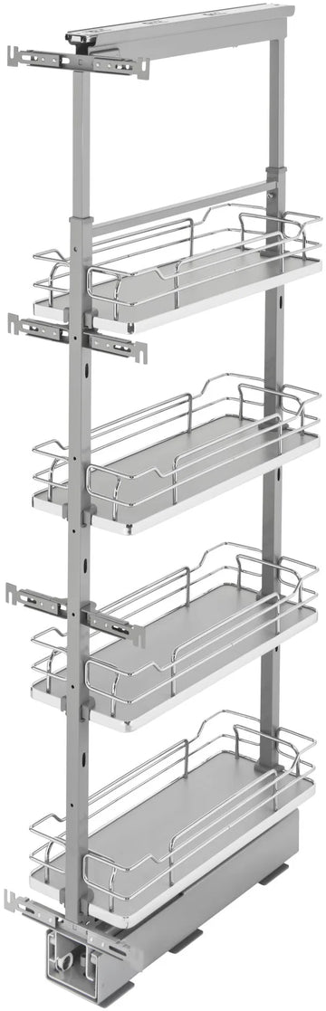 Rev-A-Shelf 8 in Chrome Solid Bottom Pantry Pullout Soft Close 5350-08
