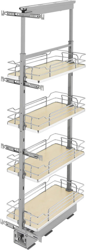 Rev-A-Shelf 10 in Chrome Solid Bottom Pantry Pullout Soft Close 5350-10-MP