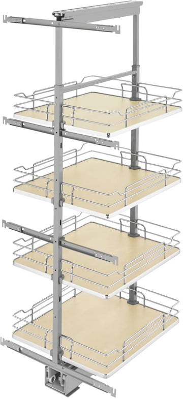 Rev-A-Shelf 19 in Chrome Solid Bottom Pantry Pullout Soft Close 5350-19-MP