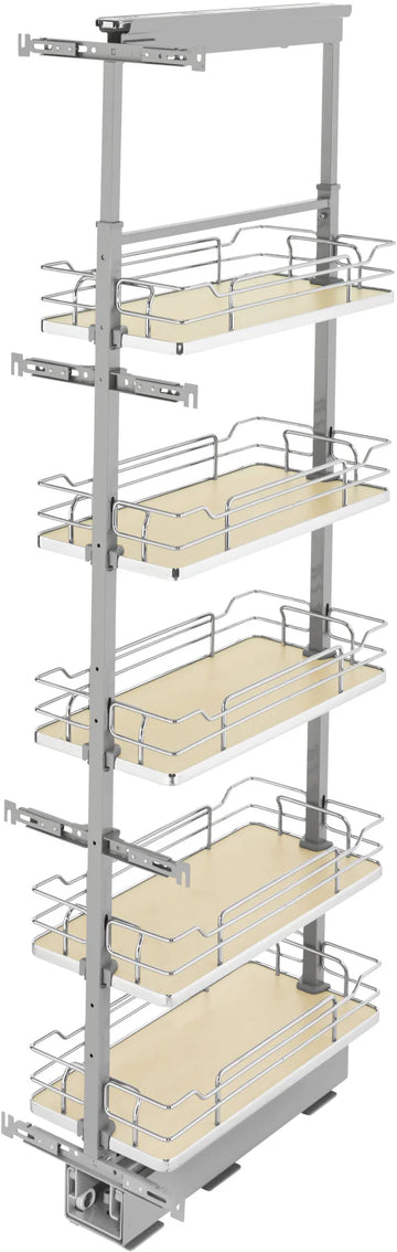 Rev-A-Shelf 10 in Chrome Solid Bottom Pantry Pullout Soft Close 5358-10-MP