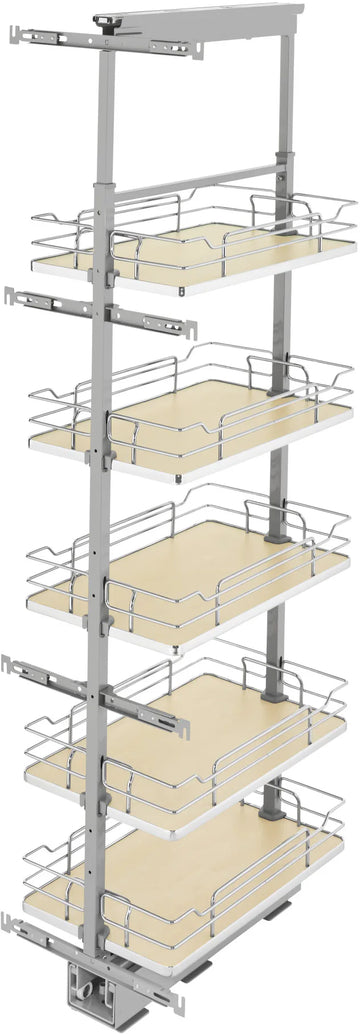 Rev-A-Shelf 13 in Chrome Solid Bottom Pantry Pullout Soft Close 5358-13-MP