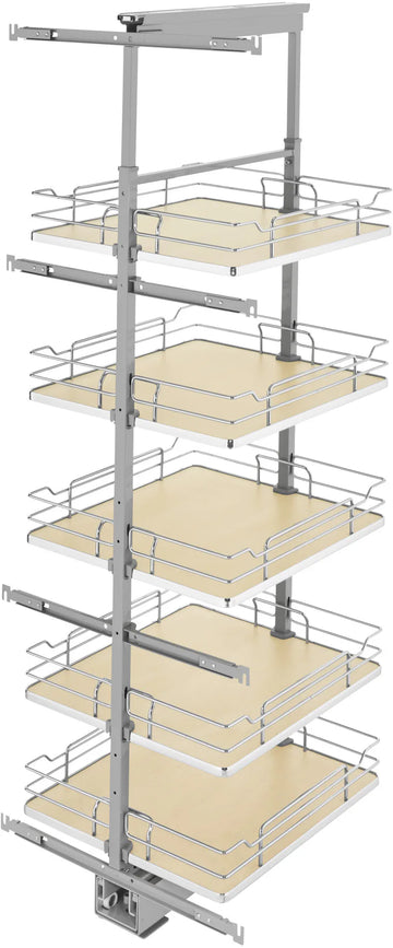 Rev-A-Shelf 19 in Chrome Solid Bottom Pantry Pullout Soft Close 5358-19-MP