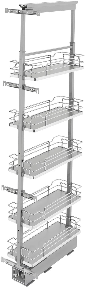 Rev-A-Shelf 8 in Chrome Solid Bottom Pantry Pullout Soft Close 5358-08