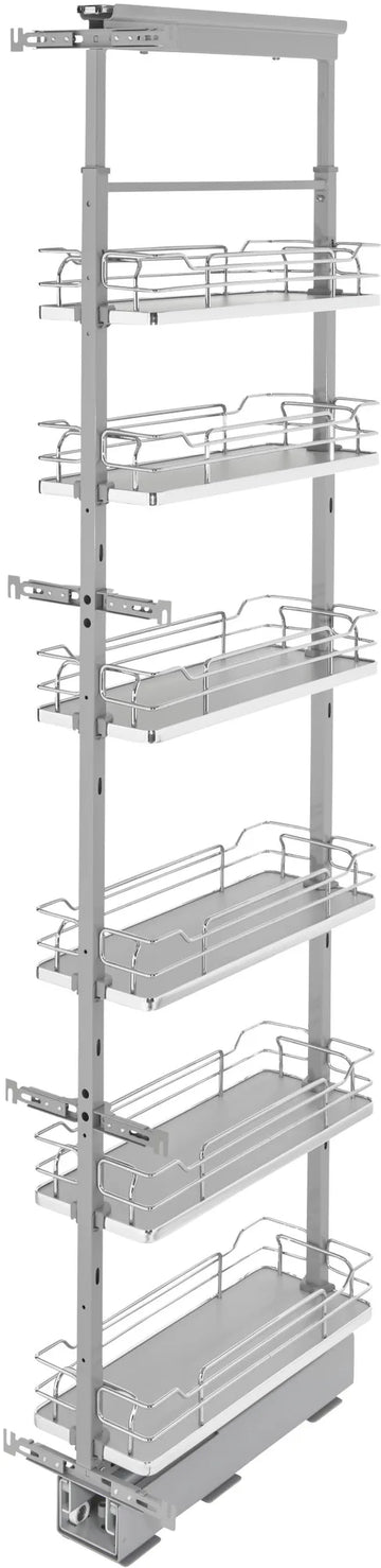 Rev-A-Shelf 8 in Chrome Solid Bottom Pantry Pullout Soft Close 5373-08