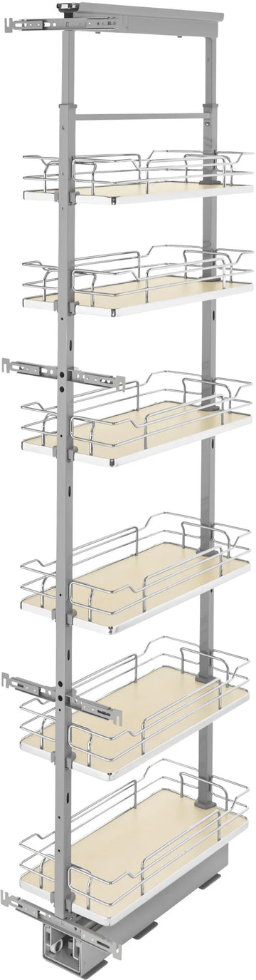 Rev-A-Shelf 10 in Chrome Solid Bottom Pantry Pullout Soft Close 5373-10-MP