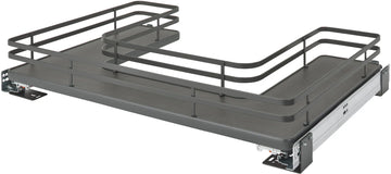 Rev-A-Shelf 30 in Orion Gray U-Shaped Solid Bottom Pull Out w/ Soft-Close 5386-30BCSCFL-FOG