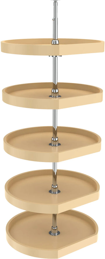 Rev-A-Shelf 22 in Almond Polymer Pantry D-Shape Lazy Susans 5-Tier 6265-22-15-52