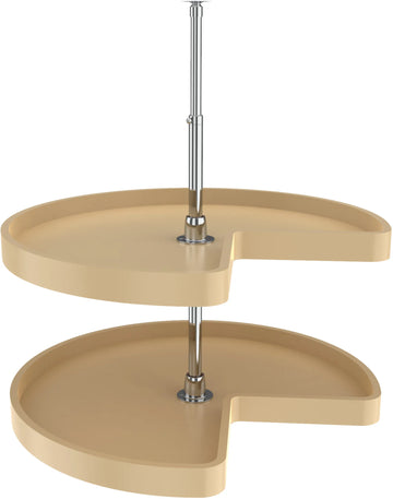Rev-A-Shelf 28 in Almond Polymer Kidney Lazy Susans 2-Shelf 6472-28-15-52