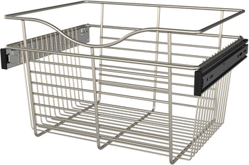 Rev-A-Shelf 18 in Satin Nickel Closet Pullout Basket CB-181411SN-1