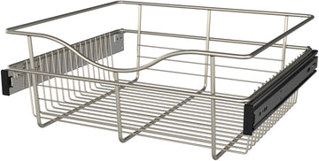 Rev-A-Shelf 18 in Satin Nickel Closet Pullout Basket CB-181607SN-1