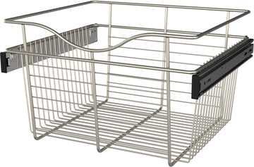 Rev-A-Shelf 18 in Satin Nickel Closet Pullout Basket CB-181611SN-1