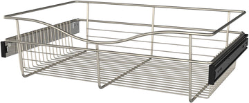 Rev-A-Shelf 24 in Satin Nickel Closet Pullout Basket CB-241607SN-1