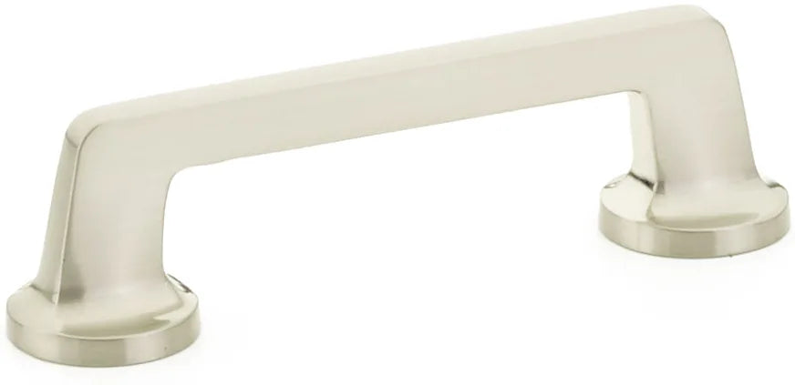 Northport Pull, Round Bases, Brushed Nickel, 4'' cc 201-BN