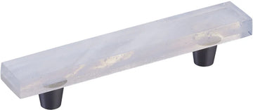 Fused Glass, Rectangular Pull 6'' x 1'' Overall, 4'' cc, Translucent White, Conical Stem
