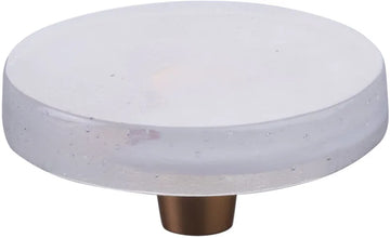 Fused Glass, Large Round Knob 2-1/2'' Dia, Translucent White, Conical Stem, Gold 211065-TW-GLD
