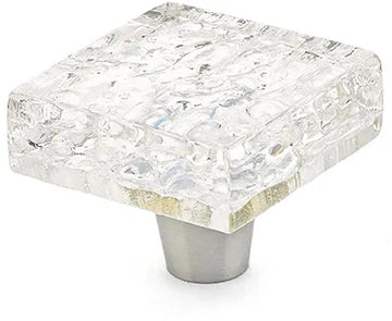 Ice Knob, Square, Clear Pearl, 1-1/2'' 34-PCL